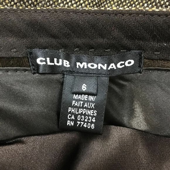CLUB MONACO Sz 6 Skirt Brown Tweed faux Back Pocke - Picture 5 of 6